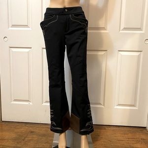 RLX Ralph Lauren Black Performance Flared Pants with Brown Panels